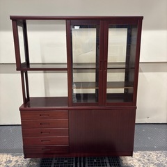 木製食器棚　和風キャビネット　ダークブラウン　あげますの画像