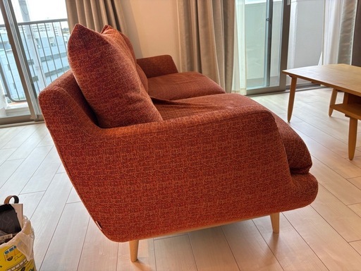 最終値下げ】ケユカ KEYUCAソファ 3人掛け オレンジ 布製 ファブリック