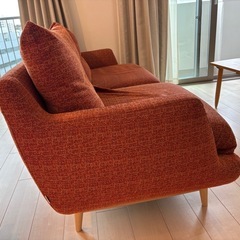 ケユカ KEYUCAソファ 3人掛け オレンジ　布製　ファブリックの画像