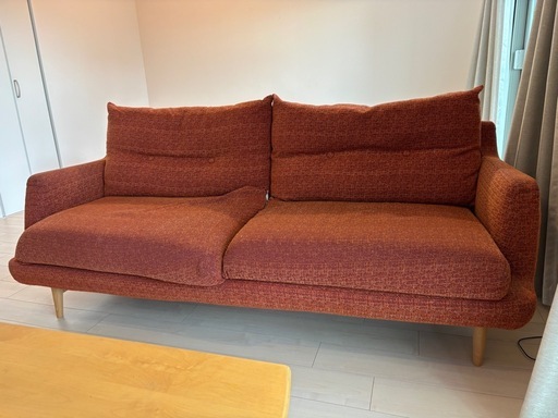ケユカ KEYUCAソファ 3人掛け オレンジ　布製　ファブリック