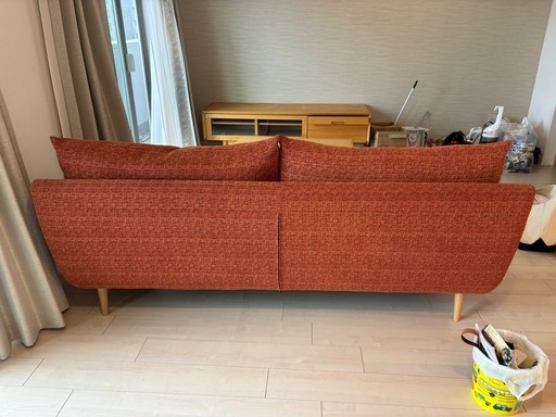 【定価20万円】ケユカ　KEYUCAソファ　オレンジ　3人掛け 最終値下げ】ケユカ KEYUCAソファ 3人掛け オレンジ 布製 ファブリック