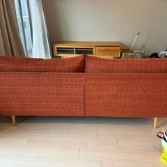 ケユカ KEYUCAソファ 3人掛け オレンジ　布製　ファブリックの画像