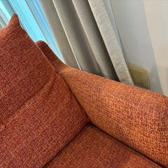 ケユカ KEYUCAソファ 3人掛け オレンジ　布製　ファブリックの画像