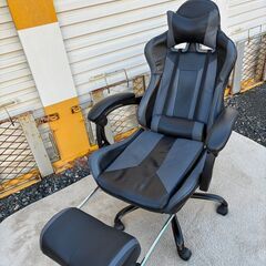 🌟ゲーミングチェア🌟 オフィスチェア‼️ フットレスト付き‼️ GMC-71 グレー 71×71×112cmの画像