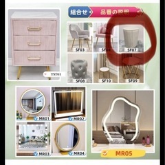 【韓国風】グレーのドレッサー・鏡台 LEDライト付き【美品】の画像