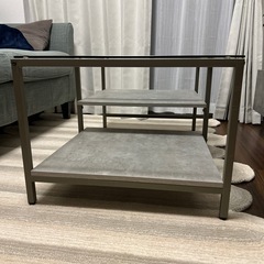 【ローテーブル】クリア　2段収納　の画像