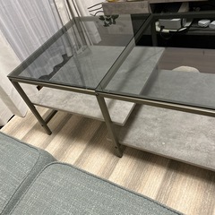 【ローテーブル】クリア　2段収納　の画像