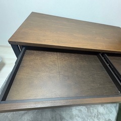 LOWYA ロウヤ パソコンデスク 学習机 勉強机 幅140cm 天然木板 ビンテージ風 ブラウンの画像