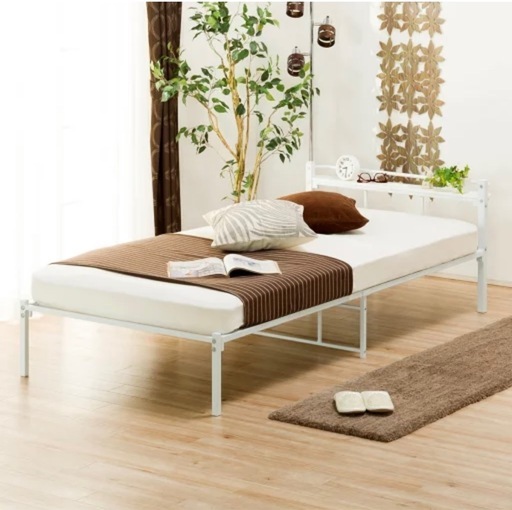 板橋区】ニトリ 人気 シングル 2口コンセント付 パイプ ベッド