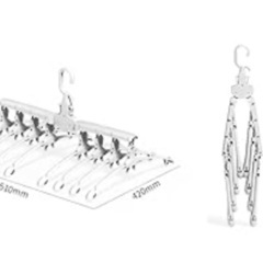 8連ハンガー　ワンタッチ　折りたたみ　収納　ホワイト　洗濯物干し　ピンチの画像