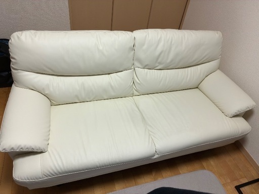 ニトリ　3人掛けソファ　傷・汚れに強い合成皮革 3人掛けソファ(Nシールドキャッツ3 IV)