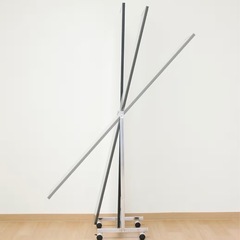 キャスター付きスタンドミラー 全身鏡 シルバー 角度調整可の画像