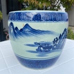 たちばな焼き 昭和レトロ 睡蓮鉢 金魚鉢 メダカ鉢 古民家 火鉢の画像