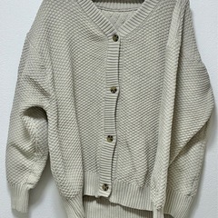 2wayかぎ編みニットプルオーバーカーディガンの画像