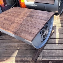 ドラム缶リメイクテーブル&チェアーのセット販売です（グレー色）の画像