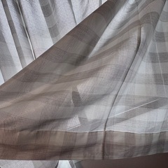 美品！ リリカラ/レースカーテン LS63494 ホワイト×グレー チェック柄の画像