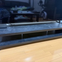 テレビボード　ロータイプ　木目　黒の画像