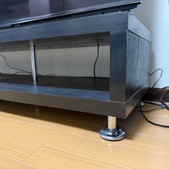 テレビボード　ロータイプ　木目　黒の画像