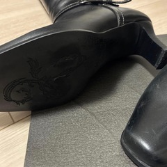 《美品》ブラックレザー ロングブーツ 高ヒールの画像