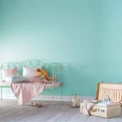 貼ってはがせる壁紙  漆喰調のミントブルーの画像