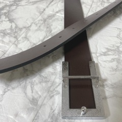 ベルト シンプル メンズ 黒 おしゃれ バックル レザー シルバー　37の画像