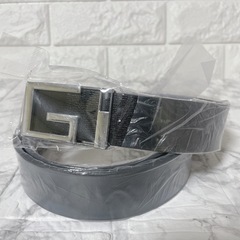 ベルト シンプル メンズ 黒 おしゃれ バックル レザー シルバー　37の画像