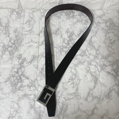 ベルト シンプル メンズ 黒 おしゃれ バックル レザー シルバー　37の画像