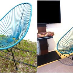 ガーデンチェア　ラウンジチェア　◇ アカプルコチェア　Acapulco Chair ◇　一人掛け　ディープスカイブルー　メトロクス　▲訳ありの画像