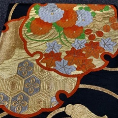 本場西陣織 袋帯 引き箔にオレンジ系 未使用メガネ証紙つきの画像