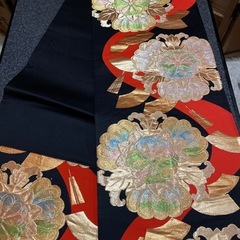 袋帯 フォーマル 黒に引き箔レインボー彩色の画像