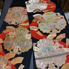 袋帯 フォーマル 黒に引き箔レインボー彩色の画像