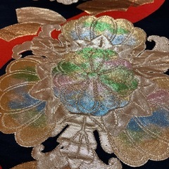 袋帯 フォーマル 黒に引き箔レインボー彩色の画像