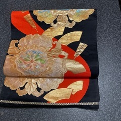 袋帯 フォーマル 黒に引き箔レインボー彩色の画像