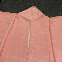 色無地ピンク荒波地紋と佐賀錦袋帯セットの画像