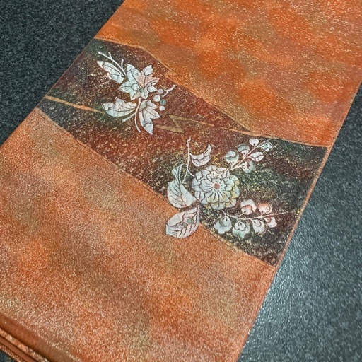 正絹 袋帯 辻が花 銀彩加工