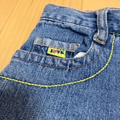 デニム　ズボン　120 お花ボタンの画像