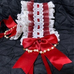 ヘッドドレス クリップ付き3品まとめ売 ピンク、赤、黒の画像