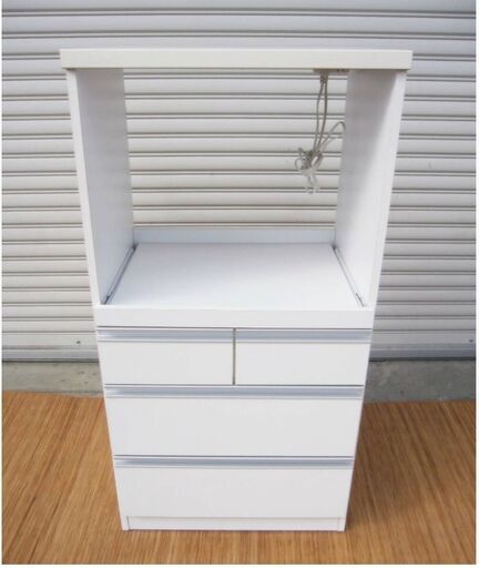 ミック　レンジ台　コンビ 60.レンジ II型/WH　2口コンセント　引き出し　レンジボード　ラック カウンター キャビネット 食器棚 525ZS