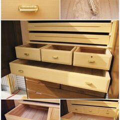 高級和箪笥　上下分離タイプ　鍵付き　洋服タンス　整理箪笥　着物収納　婚礼家具　衣類収納　衣装箪笥　アンティーク　レトロ　526ZSの画像