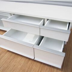 テレビ台　高さ42x幅181x奥行47㎝　ホワイト　テレビボード　ローボード　モダン　収納たっぷり　引出4杯　高さ調節 日本家具産業　527ZSの画像