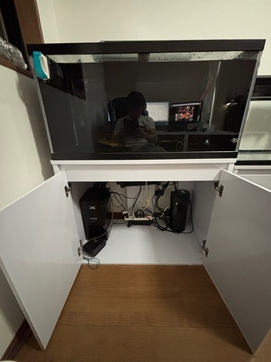 90センチ水槽 水槽台 セット キャビネット 黒白 ガラス 水槽セット 大阪