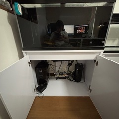 90センチ水槽　水槽台 セット　キャビネット　黒白　ガラス　水槽セット　大阪の画像