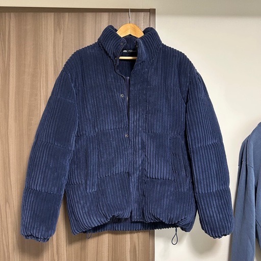 ZARA ネイビー コーデュロイ パフダウンジャケット M
