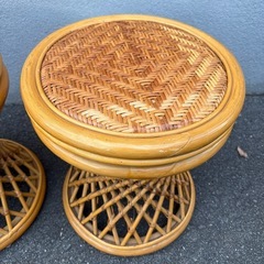 GYP1201 ラタン家具　丸椅子　回転椅子　スツール　等家具 二個セットの画像