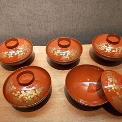 新品未使用　飯碗&湯呑セット（木箱入り）　汁椀　各5客の画像
