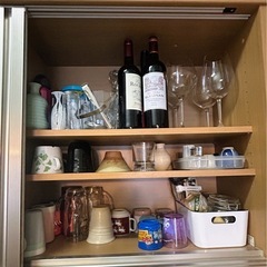 Pamouna 食器棚 ブラウン 木製 引き出し式　キッチンボードの画像