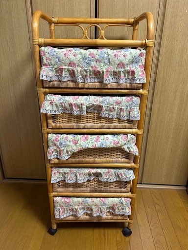 ラタン 5段収納ラック (カワサブ) 成田の収納家具《タンス、衣類収納