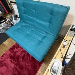 【未使用に近い】セルタン 幅約121cm 和楽の浅葱 2人掛け ポケットコイル タスクブルー 背部リクライニング 高反発 日本製 A40p-585BLの画像