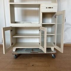 No.172　キッチンボード　食器棚　レンジ台　カントリー風　幅90cm（豊橋市収集業務課リユース家具）の画像