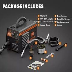 半自動溶接機 HZXVOGEN ノンガス 半自動 溶接機 100V 200V MIG溶接機 145A インバーター搭載 定格使用率40％ 軽量 小型 MIG145家庭用の画像